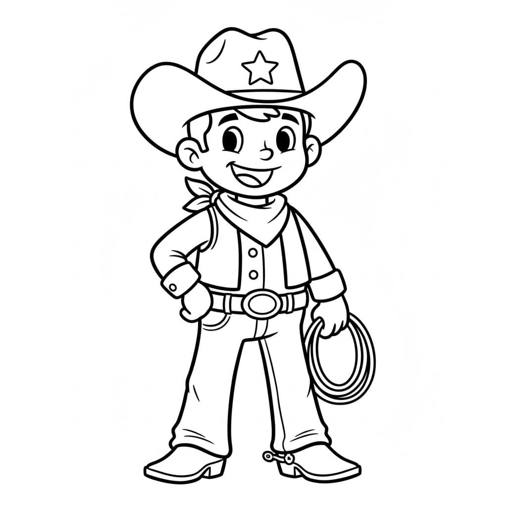 Kolorowanka Narysuj Kowboj bezpłatny dla dzieci