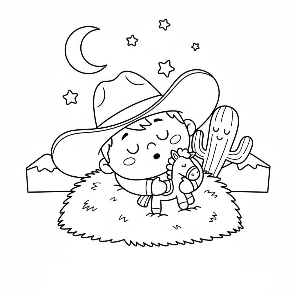 Kolorowanka Narysuj Kowboj bezpłatny podstawowy