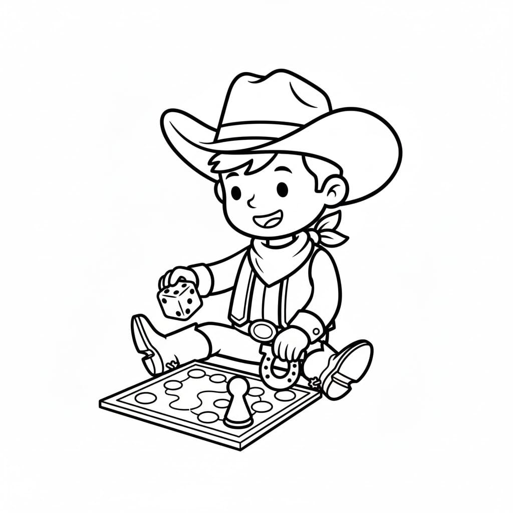 Kolorowanka Narysuj Kowboj bezpłatny prosty