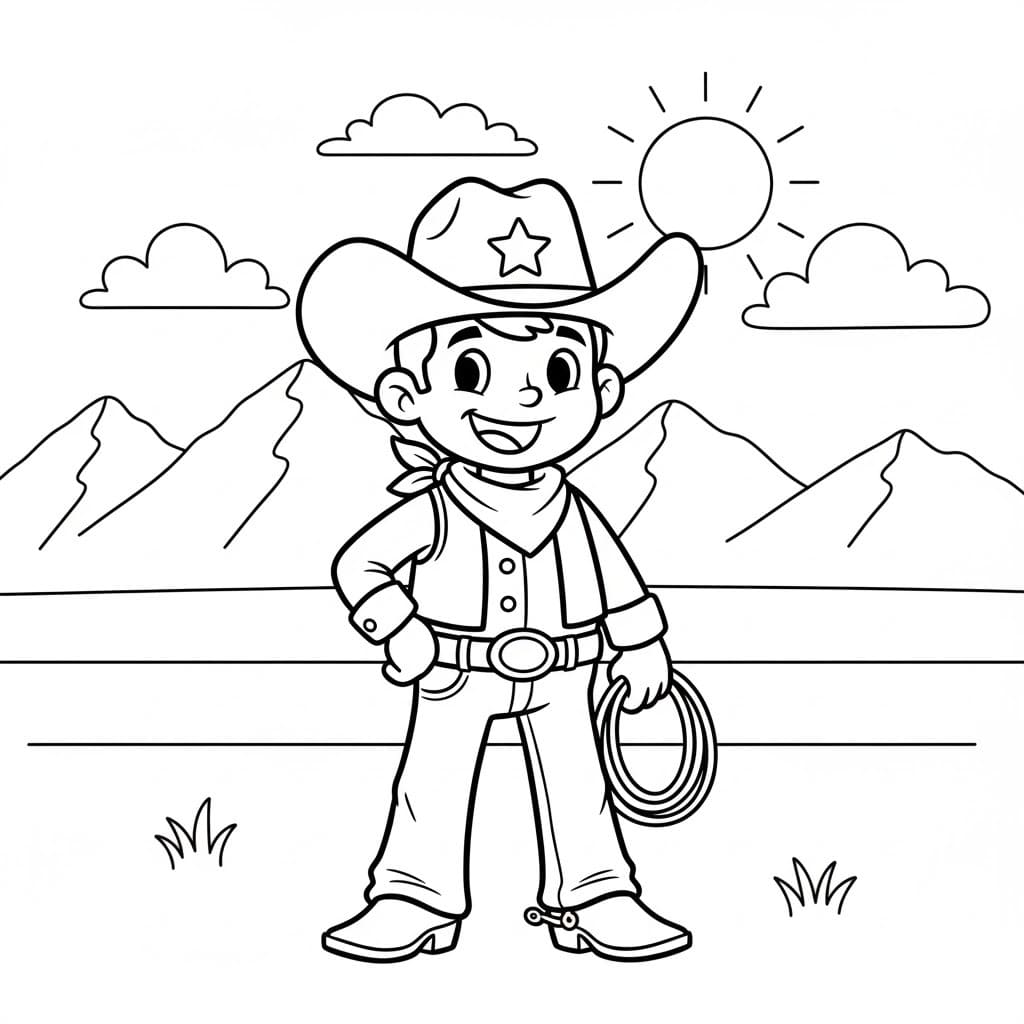 Kolorowanka Narysuj Kowboj bezpłatny wydruku