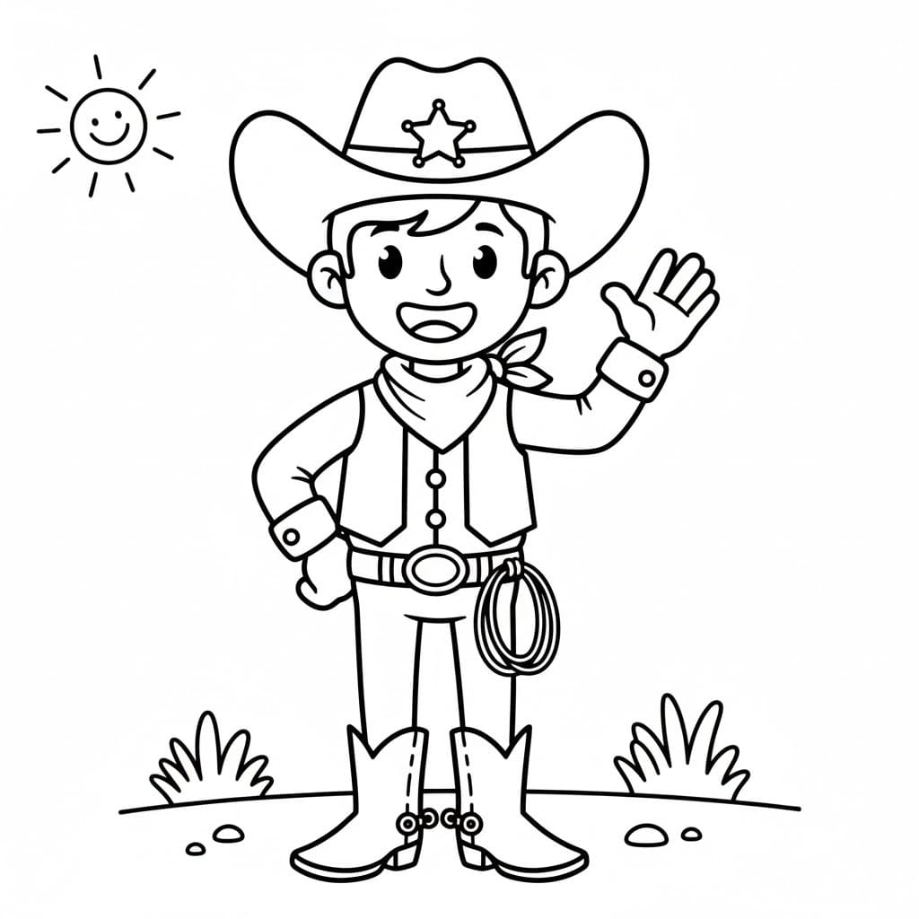 Kolorowanka Narysuj Kowboj bezpłatny