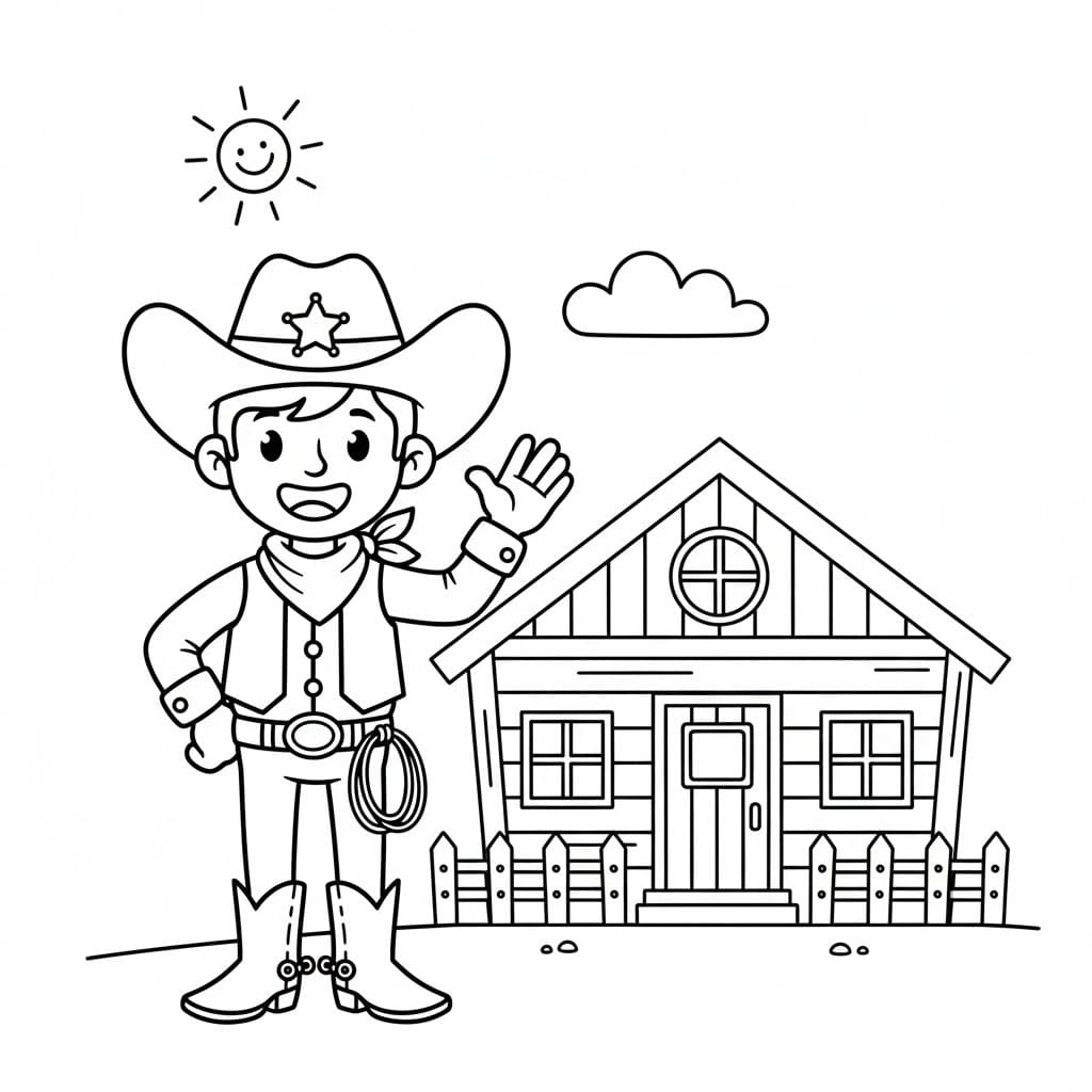 Kolorowanka Narysuj Kowboj dla dzieci