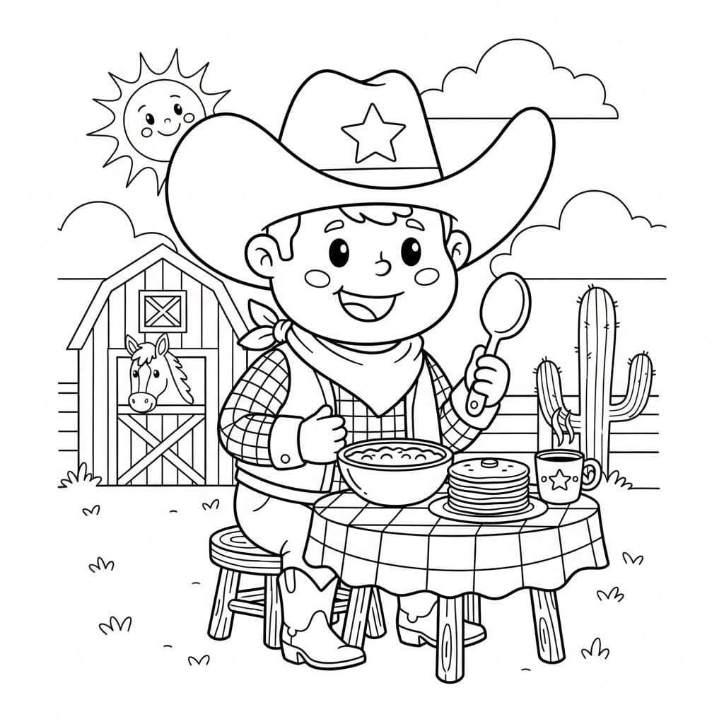 Kolorowanka Narysuj Kowboj łatwy