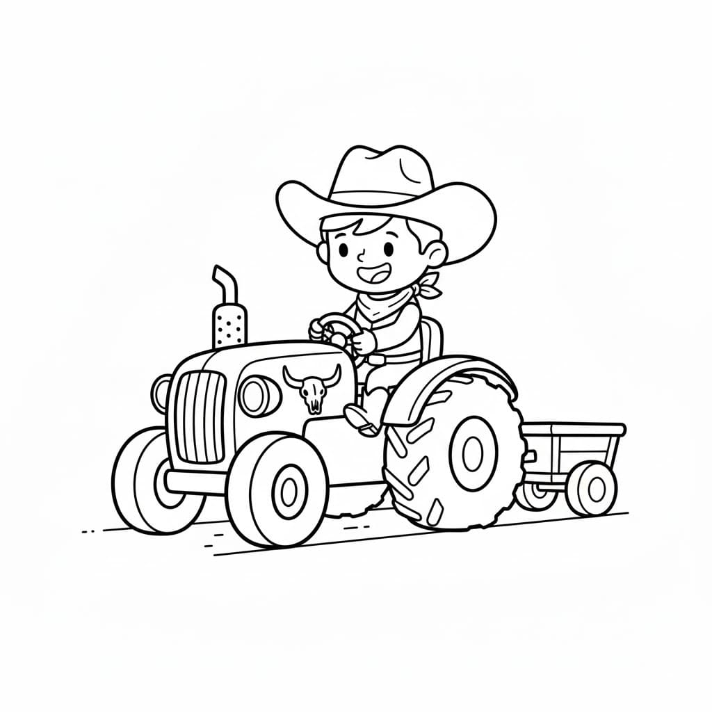 Kolorowanka Narysuj Kowboj prosty u dzieci