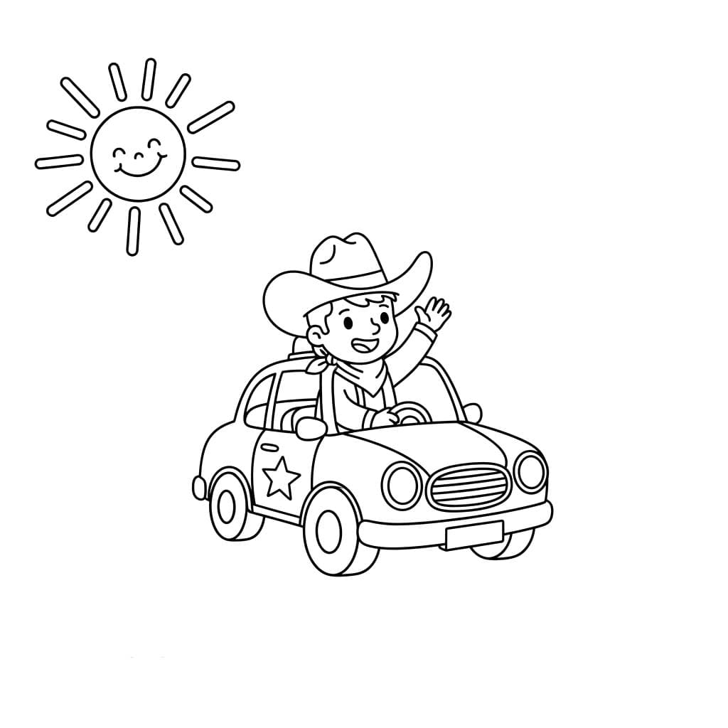 Kolorowanka Narysuj Kowboj prosty