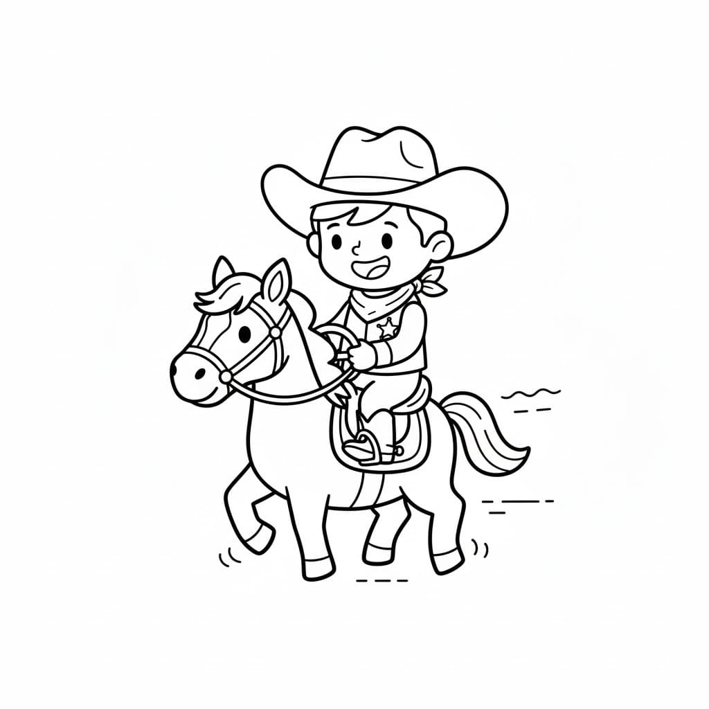 Kolorowanka Narysuj Kowboj wydruku łatwy