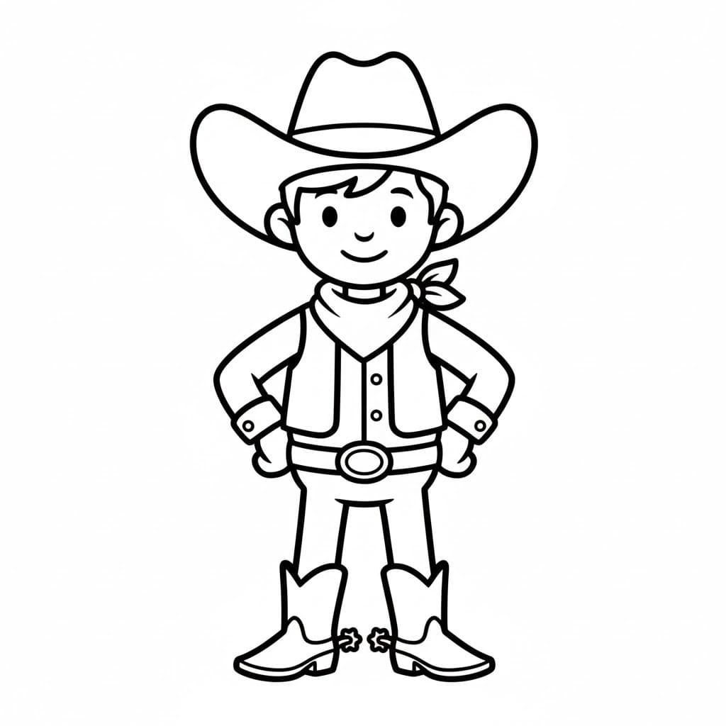 Kolorowanka Narysuj Kowboj wydruku podstawowy