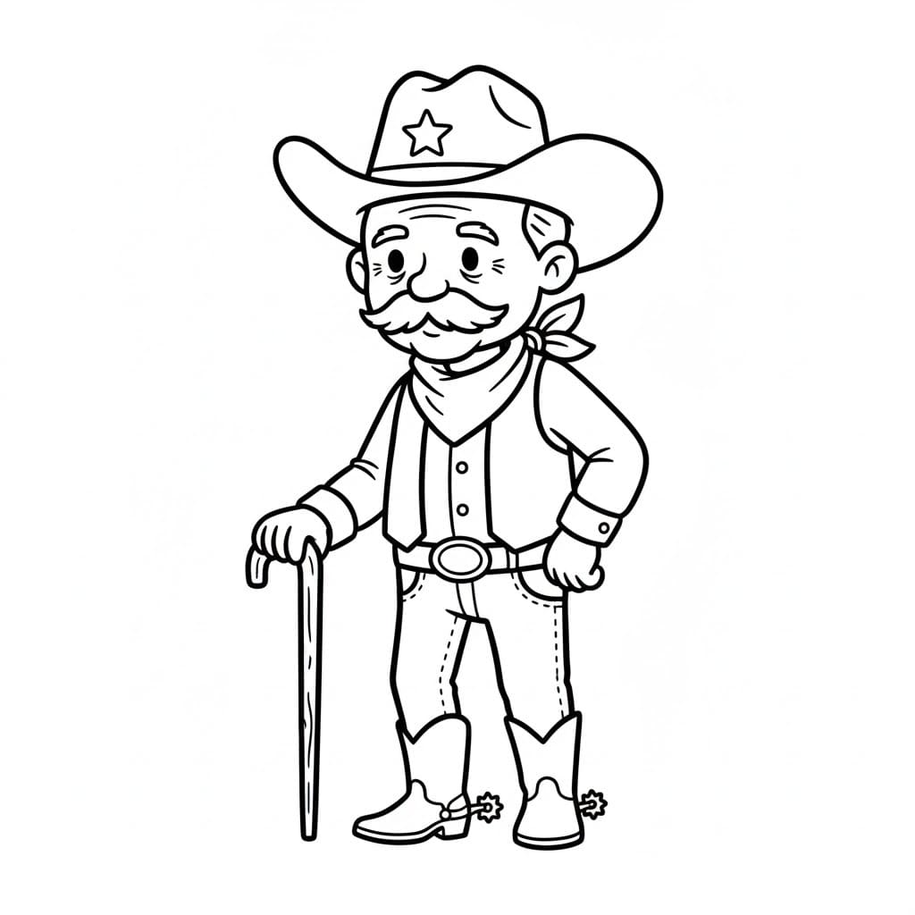 Kolorowanka Narysuj Kowboj wydruku prosty