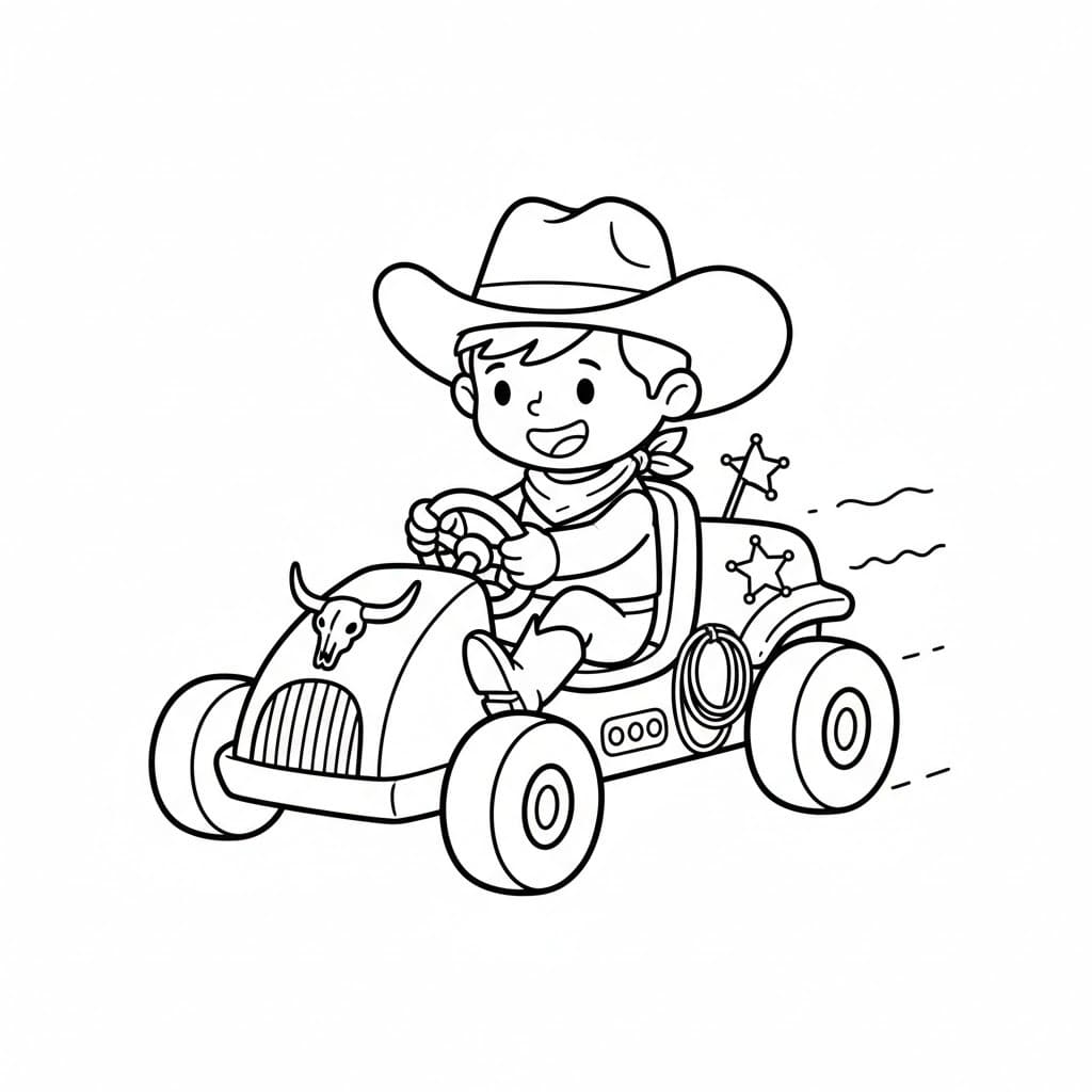 Kolorowanka Narysuj Kowboj wydruku