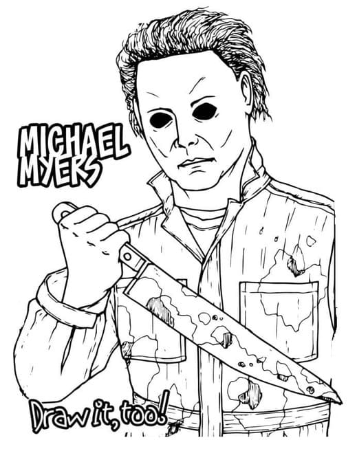 Kolorowanka Narysuj Michael Myers dla dzieci