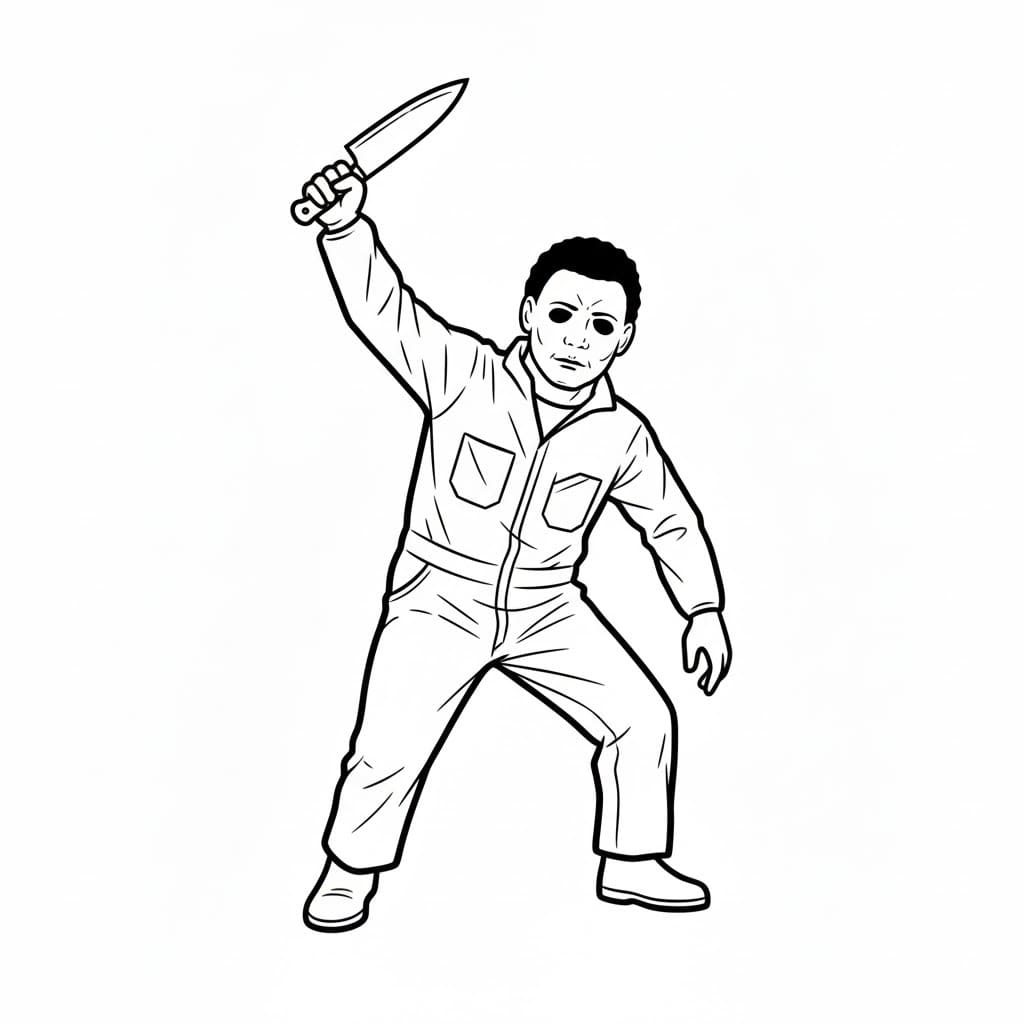 Kolorowanka Narysuj Michael Myers łatwy u dzieci