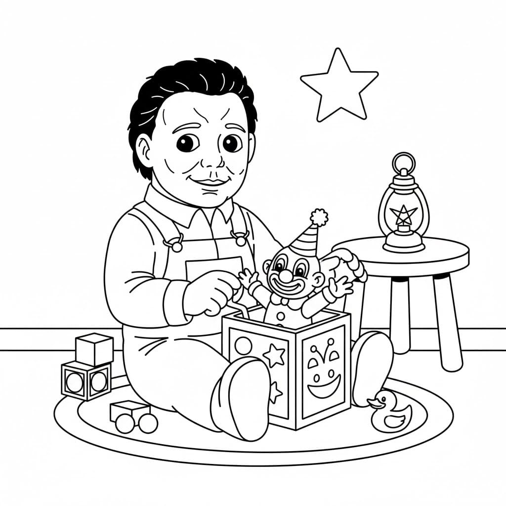 Kolorowanka Narysuj Michael Myers prosty u dzieci