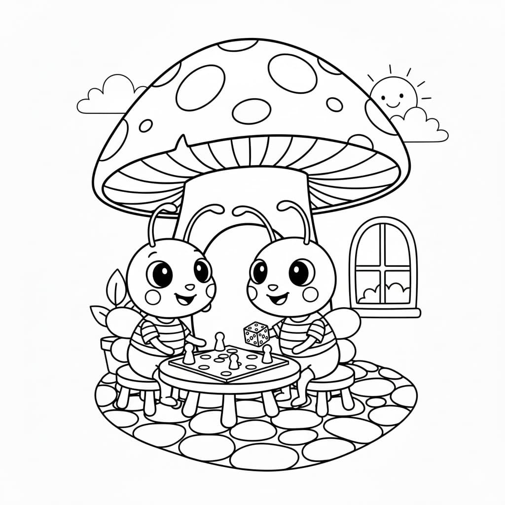 Kolorowanka Narysuj Mrówki dla dzieci