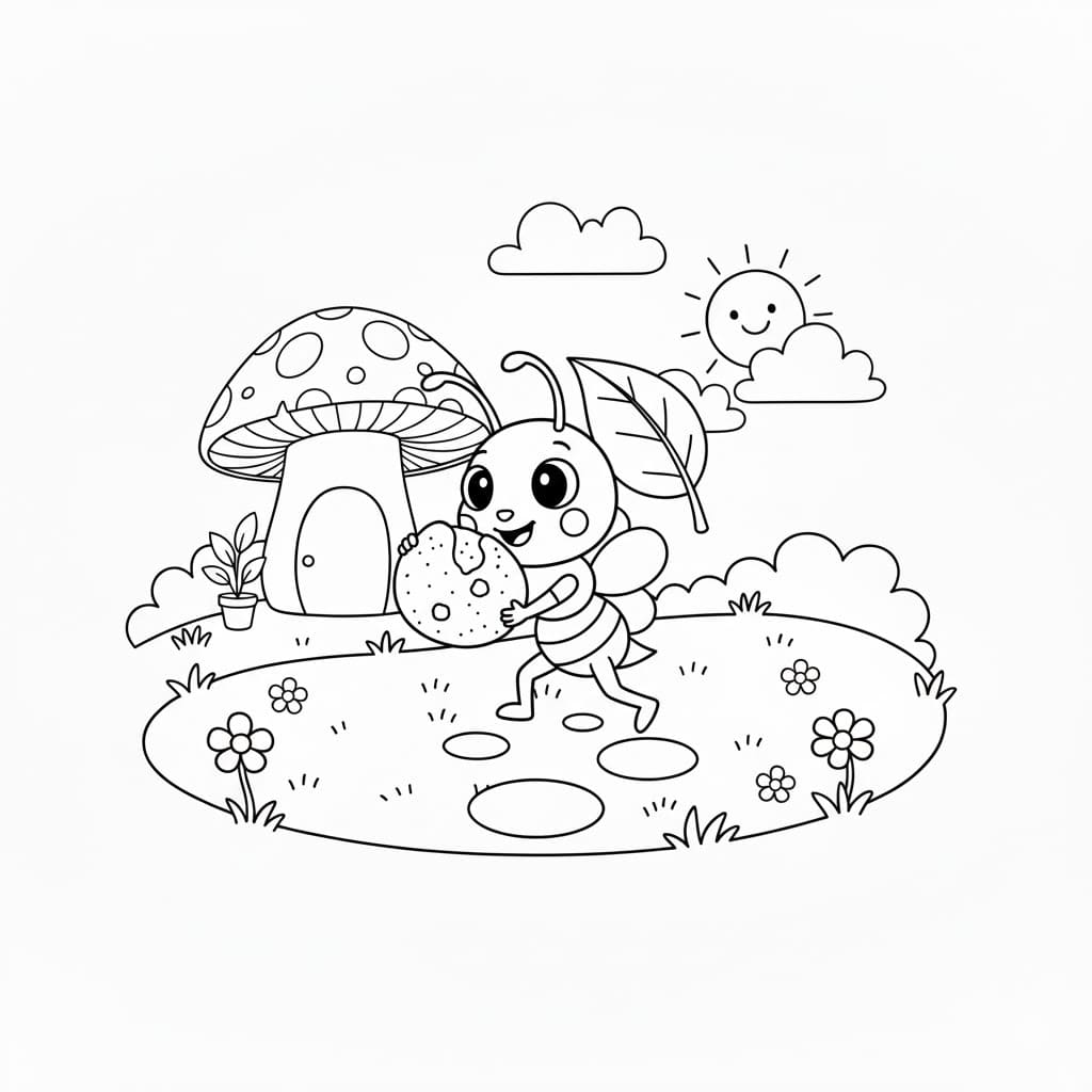 Kolorowanka Narysuj Mrówki do druku