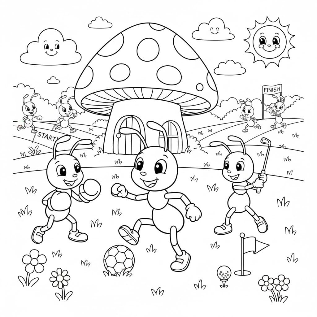 Kolorowanka Narysuj Mrówki podstawowy do druku