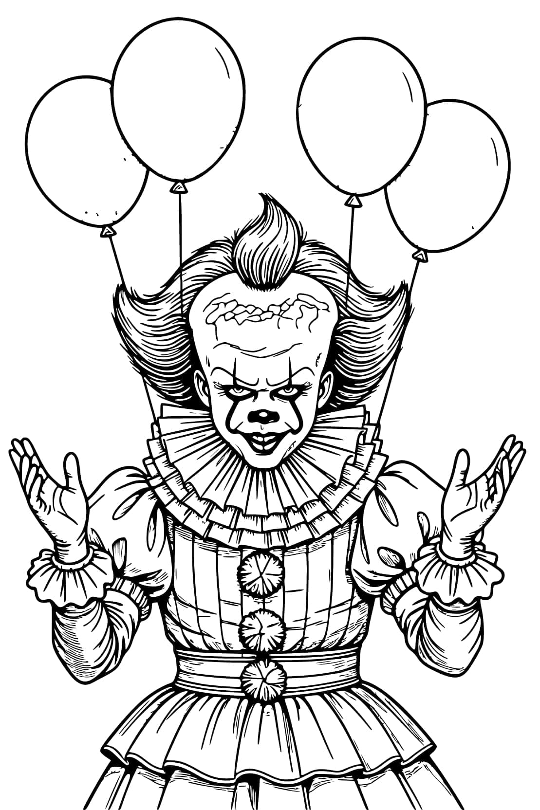 Kolorowanka Narysuj Pennywise bezpłatny podstawowy
