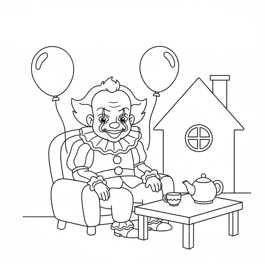 Kolorowanka Narysuj Pennywise podstawowy u dzieci