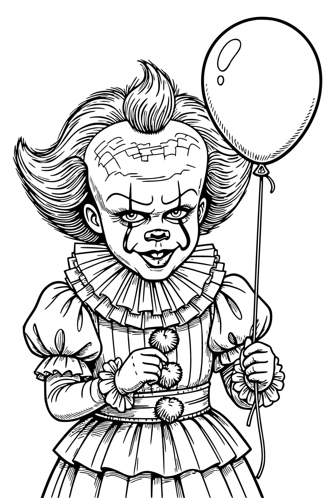Kolorowanka Narysuj Pennywise wydruku podstawowy