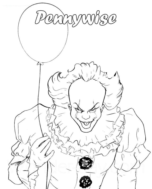 Kolorowanka Narysuj Pennywise wydruku prosty