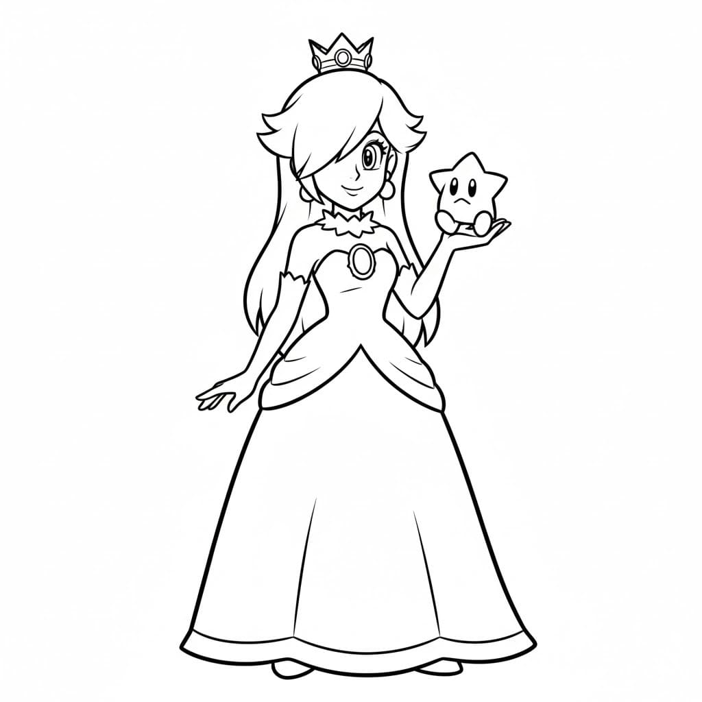 Kolorowanka Narysuj Rosalina łatwy u dzieci