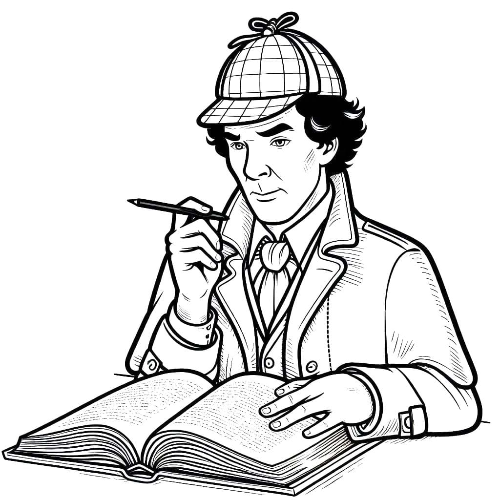 Kolorowanka Narysuj Sherlock Holmes 4