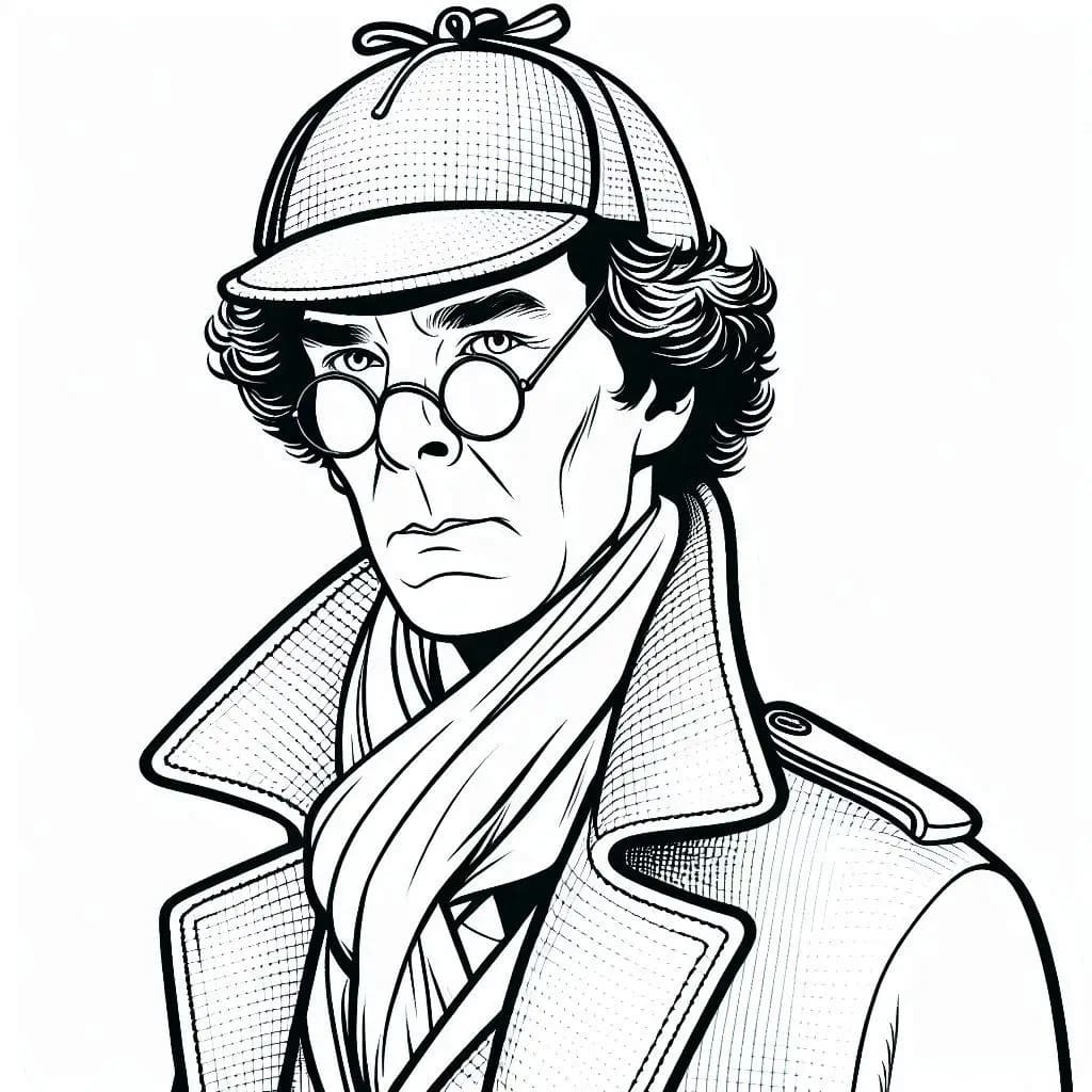 Kolorowanka Narysuj Sherlock Holmes 6
