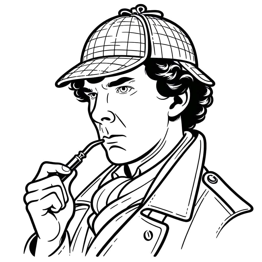 Kolorowanka Narysuj Sherlock Holmes wydruku dla dzieci