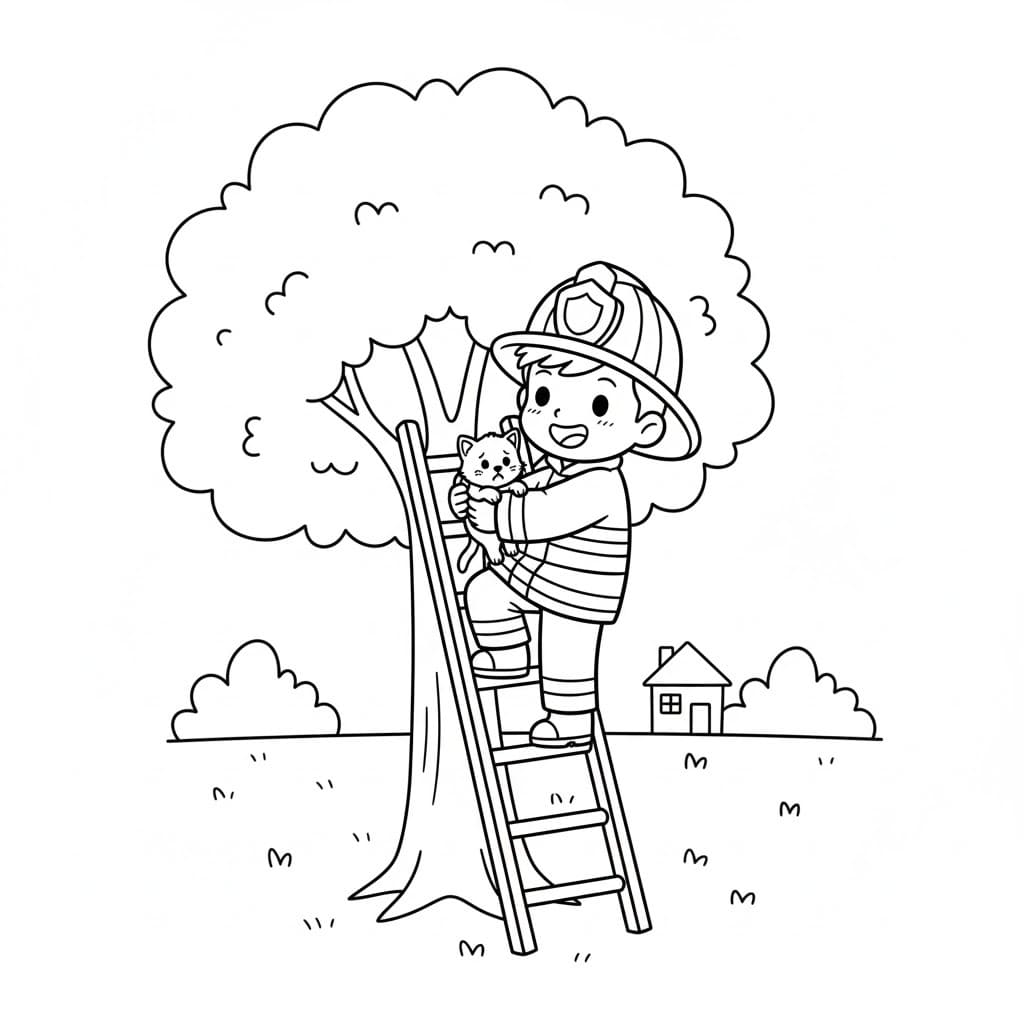 Kolorowanka Narysuj Strażak bezpłatny dla dzieci