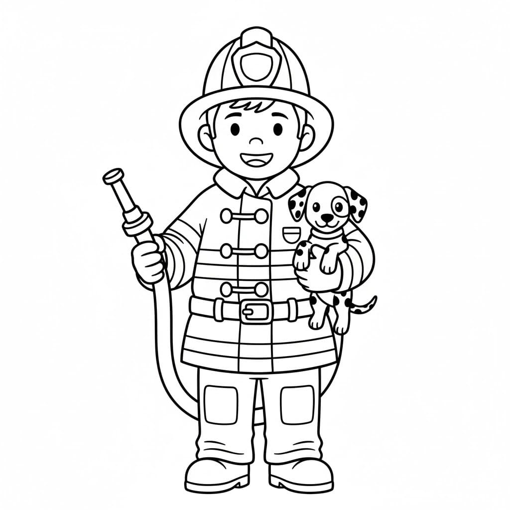 Kolorowanka Narysuj Strażak bezpłatny wydruku
