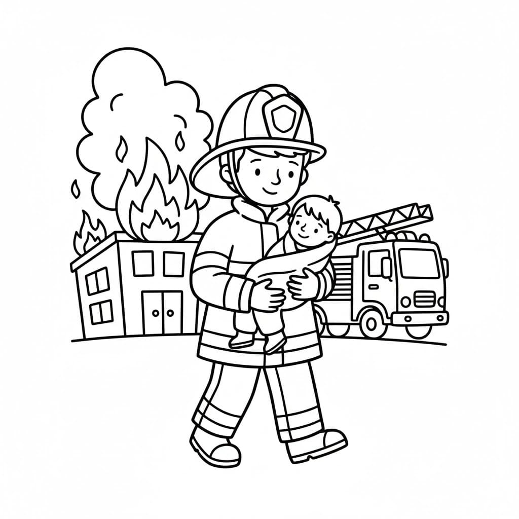 Kolorowanka Narysuj Strażak bezpłatny