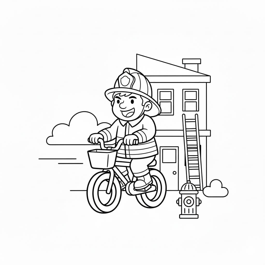 Kolorowanka Narysuj Strażak podstawowy