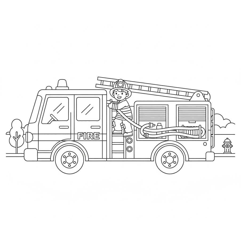 Kolorowanka Narysuj Strażak prosty
