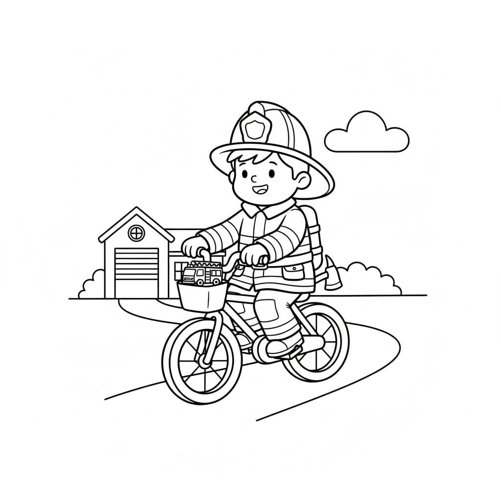 Kolorowanka Narysuj Strażak wydruku