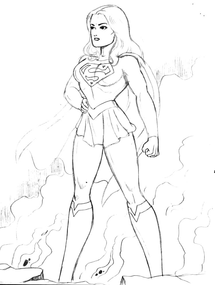 Kolorowanka Narysuj Supergirl bezpłatna łatwy do druku