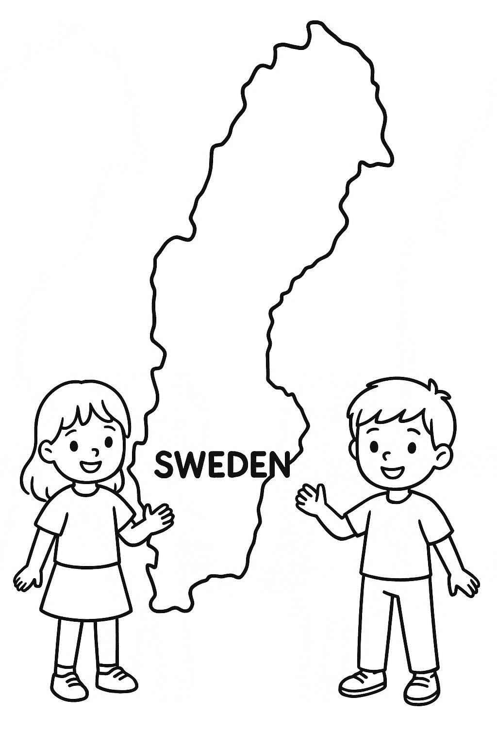 Kolorowanka Narysuj Szwecja wydruku prosty