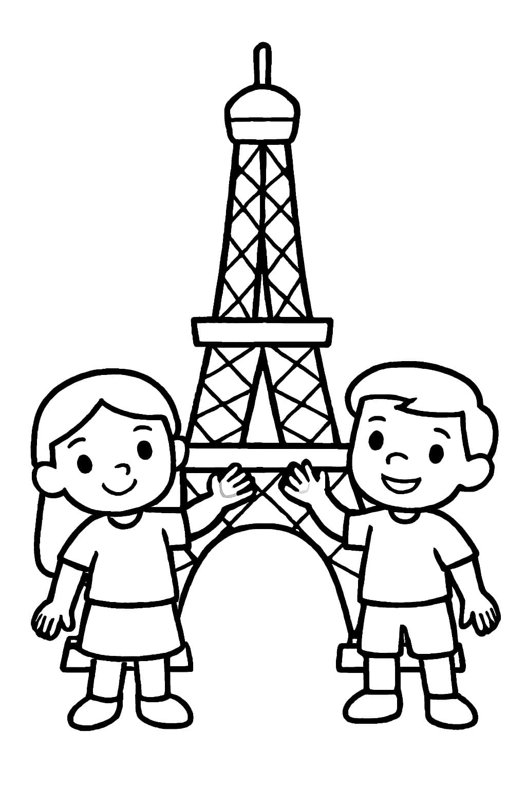 Kolorowanka Narysuj Wieża Eiffla bezpłatny dla dzieci