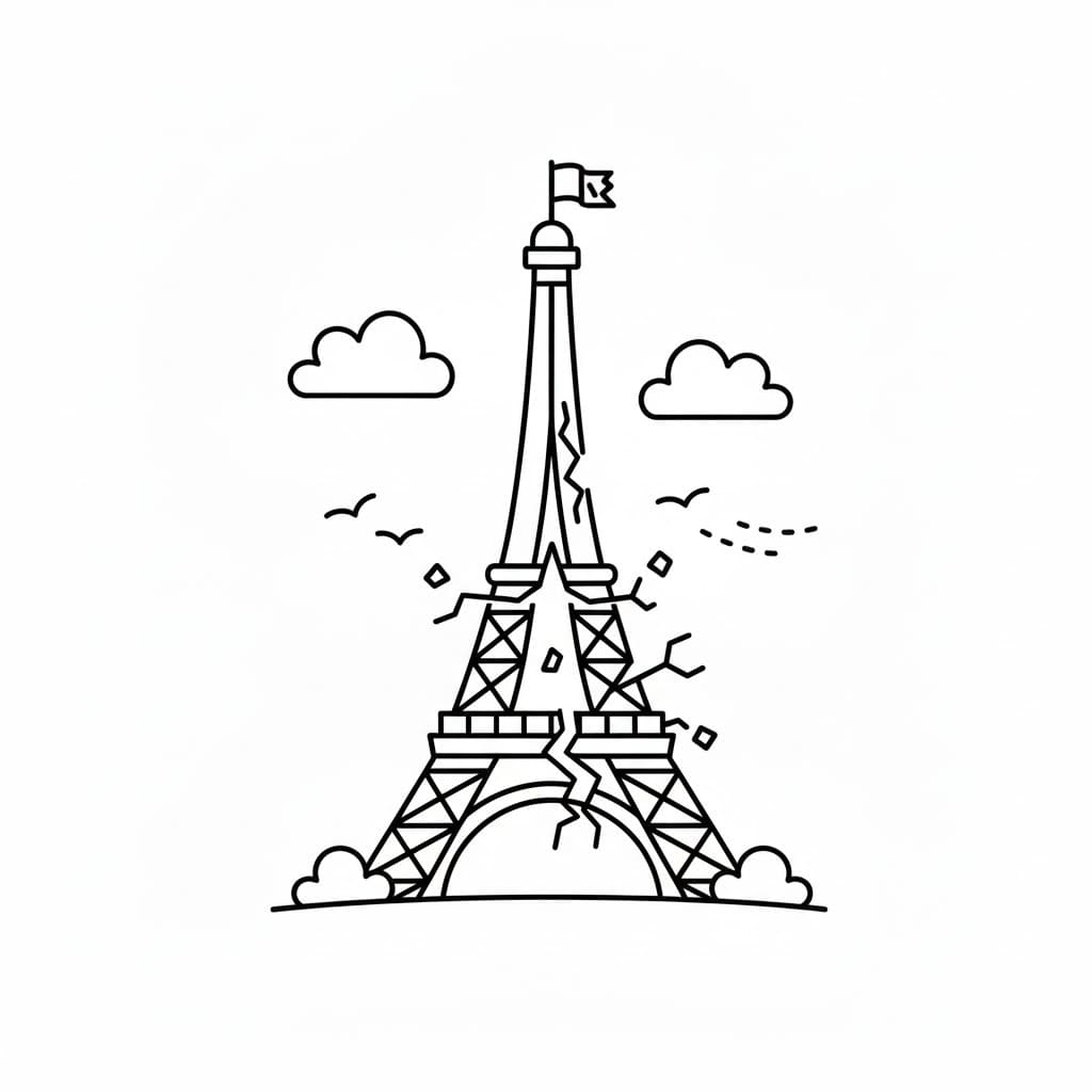 Kolorowanka Narysuj Wieża Eiffla bezpłatny wydruku