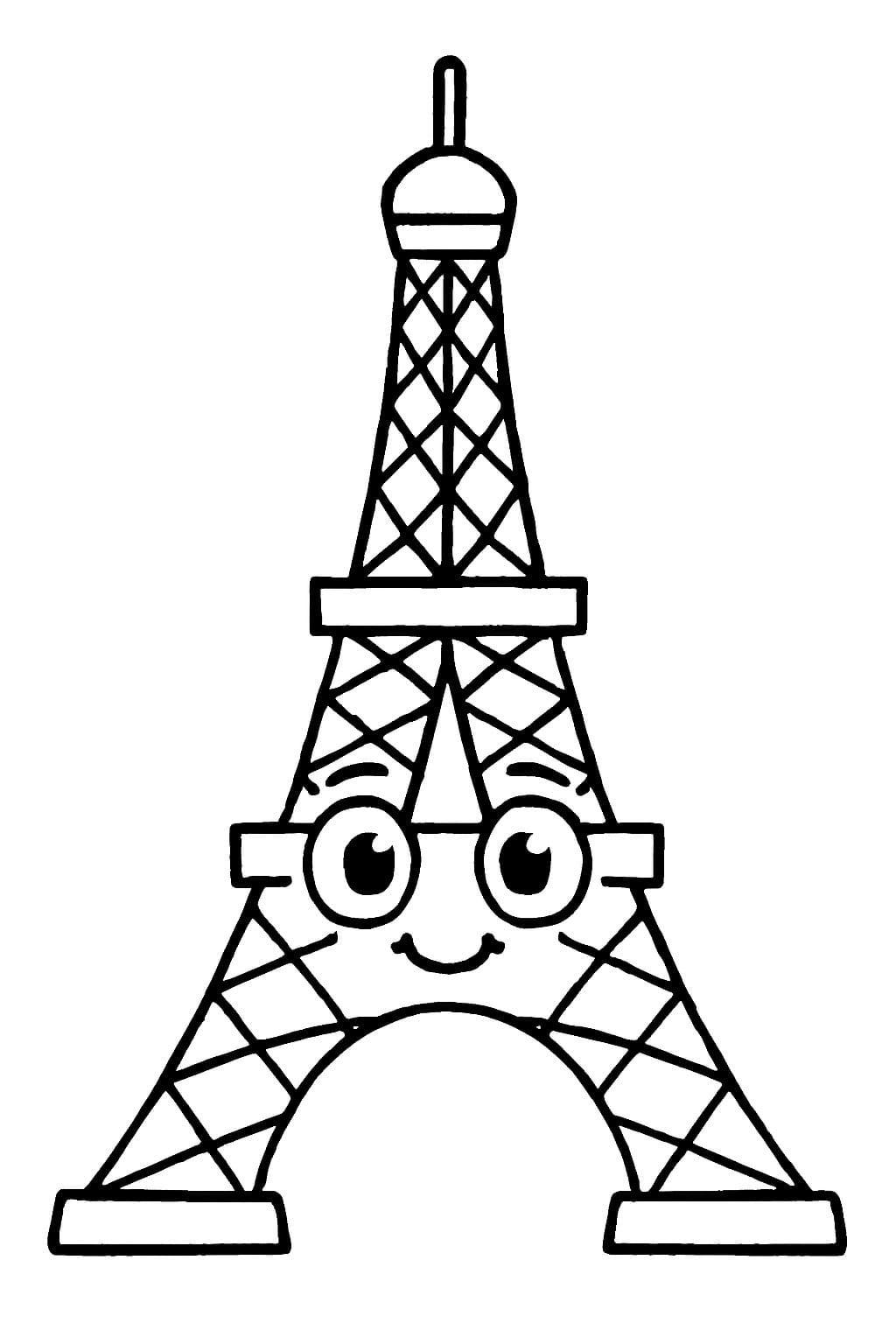 Kolorowanka Narysuj Wieża Eiffla prosty