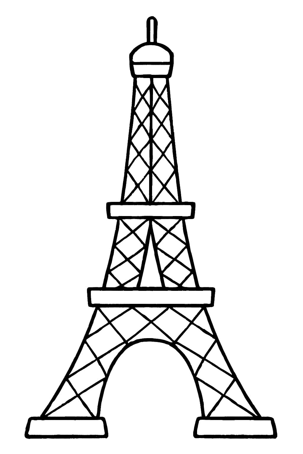 Kolorowanka Narysuj Wieża Eiffla wydruku dla dzieci