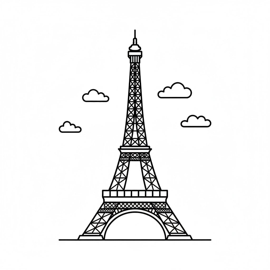Kolorowanka Narysuj Wieża Eiffla wydruku