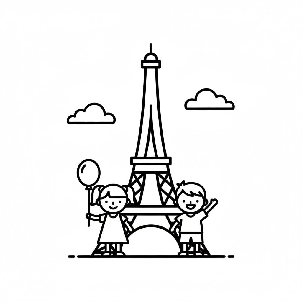 Kolorowanka Narysuj Wieża Eiffla