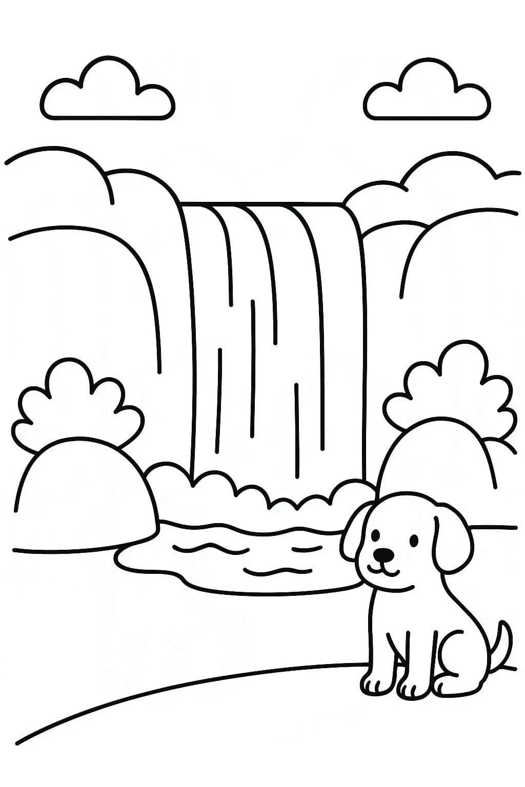 Kolorowanka Narysuj Wodospad bezpłatny