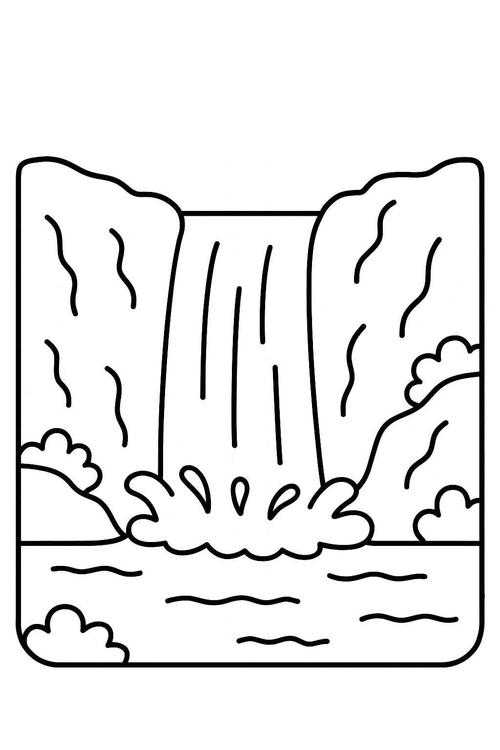 Kolorowanka Narysuj Wodospad wydruku