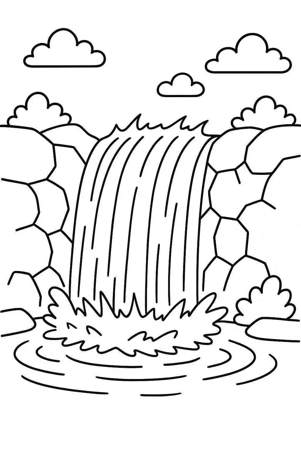 Kolorowanka Narysuj Wodospad