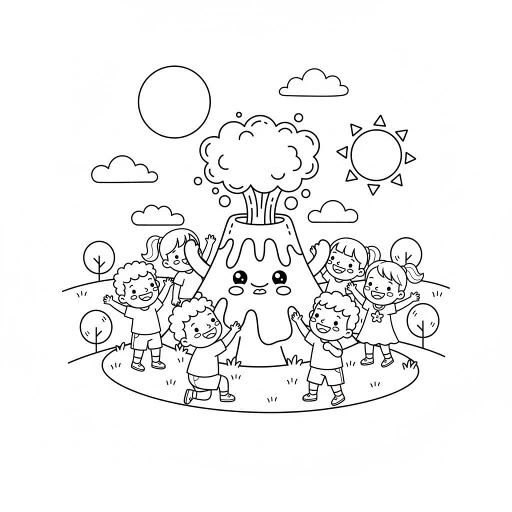 Kolorowanka Narysuj Wulkan bezpłatny