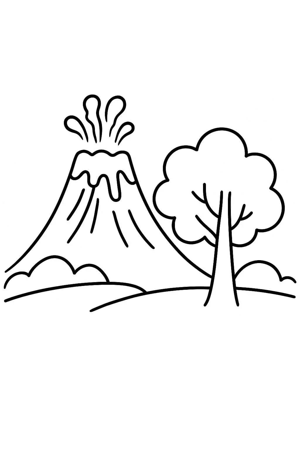 Kolorowanka Narysuj Wulkan do druku dla dzieci