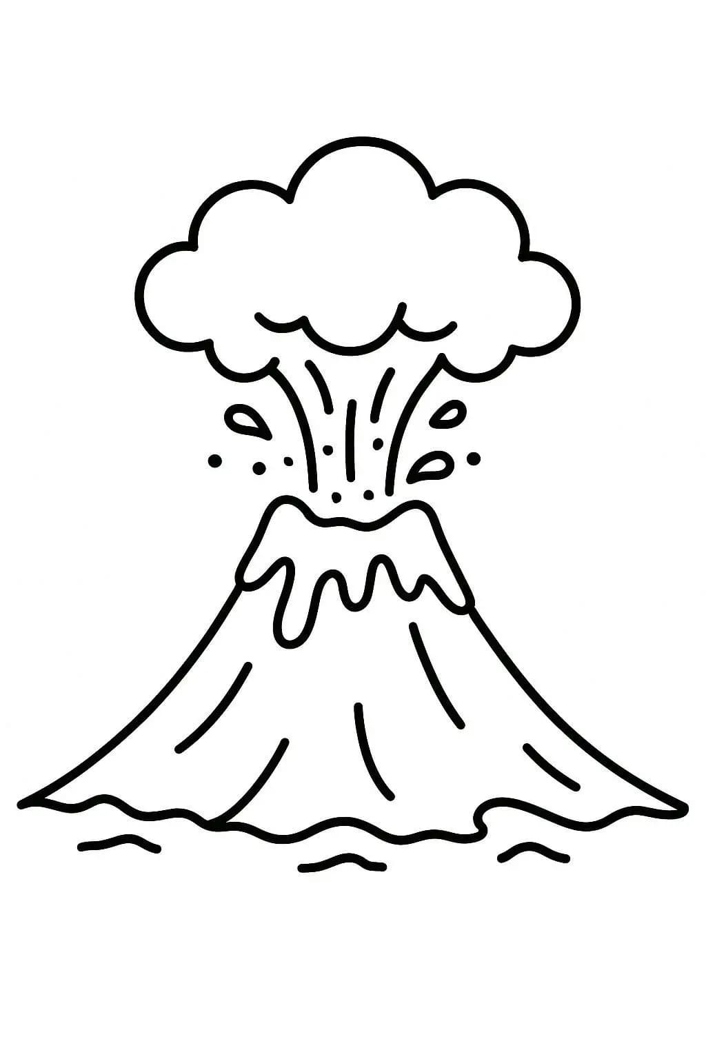 Kolorowanka Narysuj Wulkan podstawowy