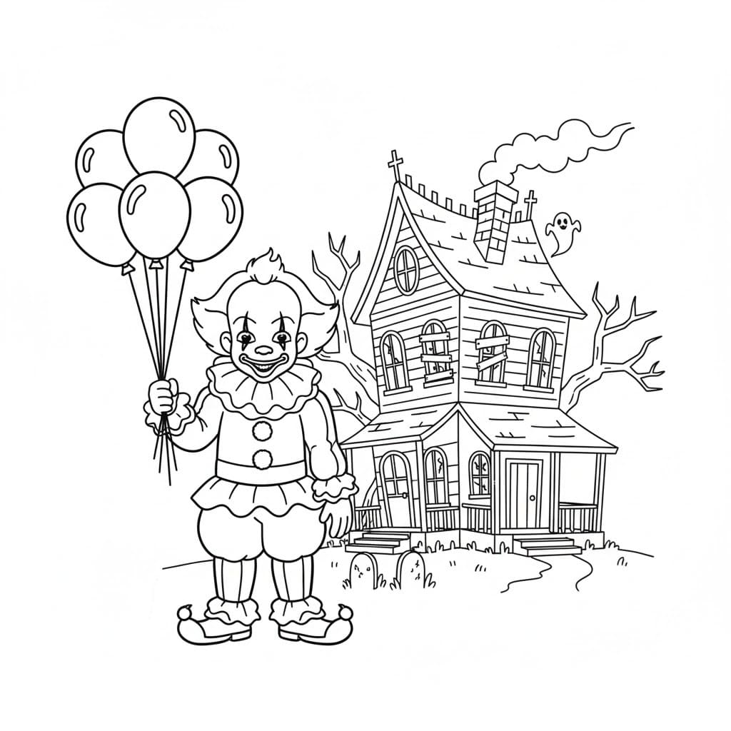 Kolorowanka Pennywise bezpłatny wydruku prosty