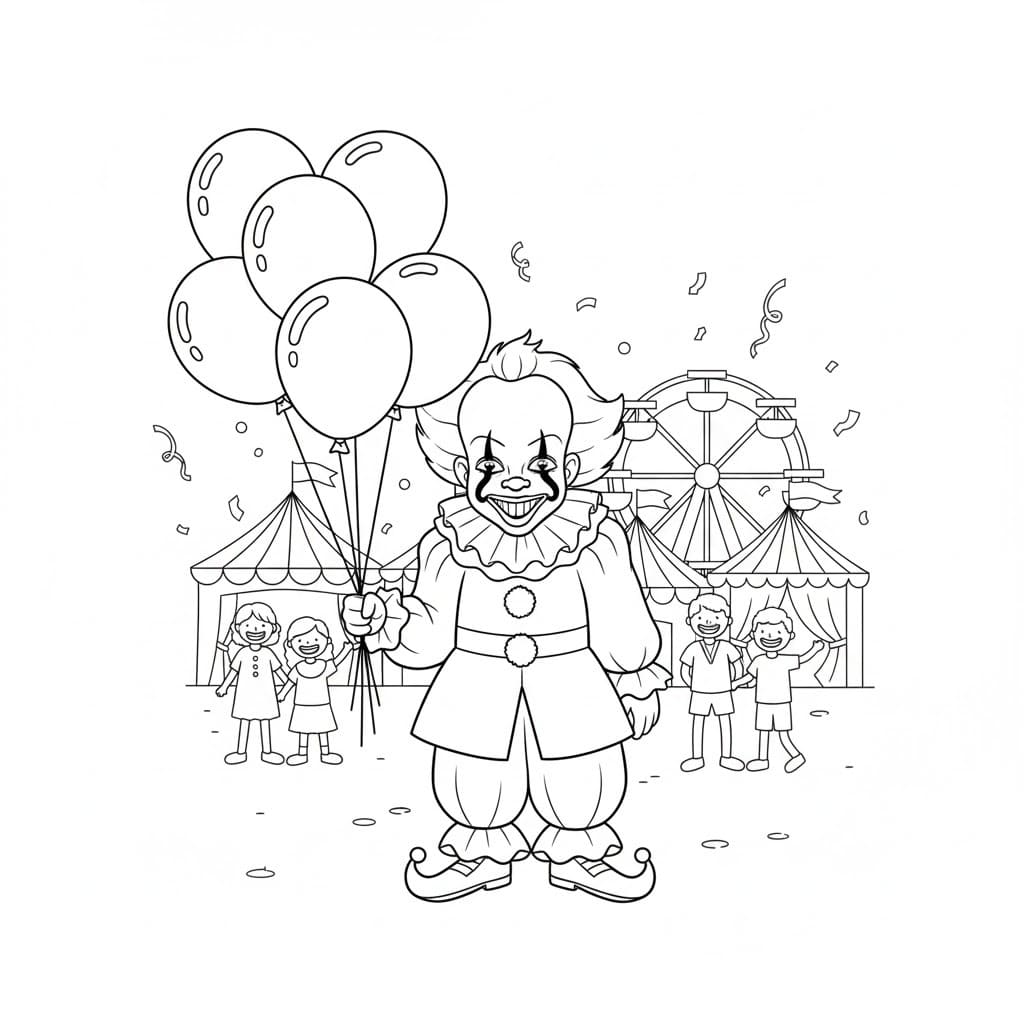 Kolorowanka Pennywise bezpłatny wydruku