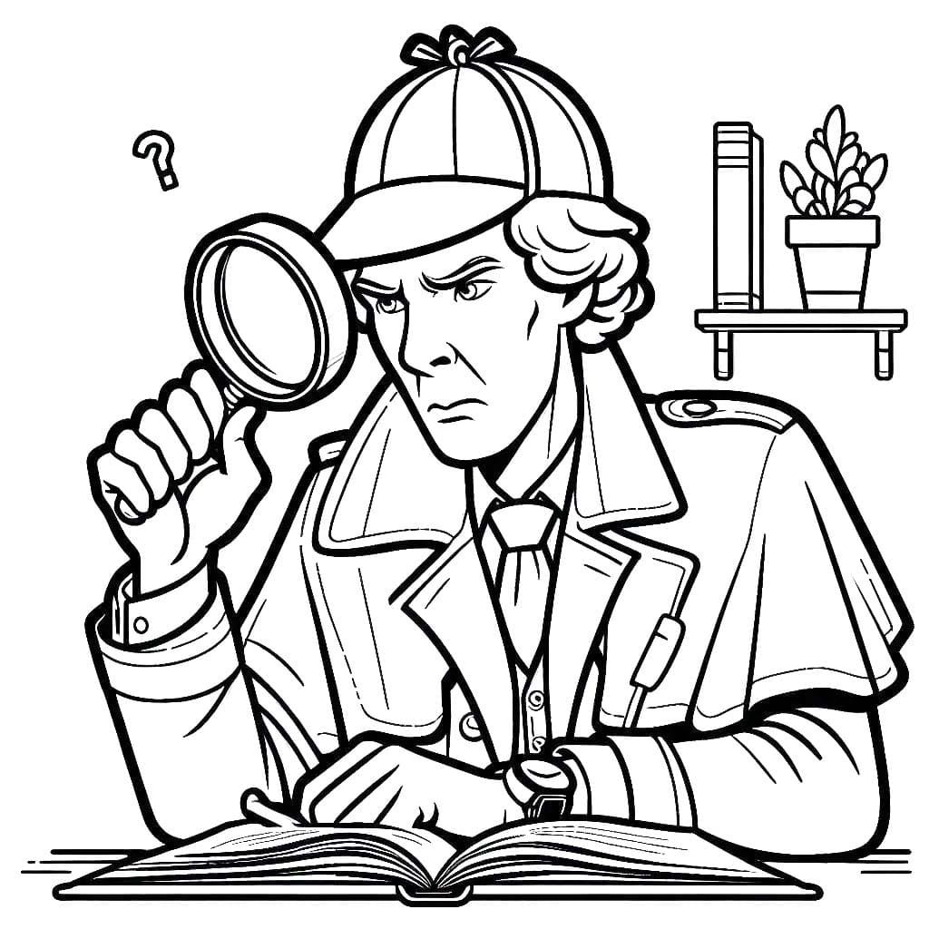 Kolorowanka Sherlock Holmes prosty u dzieci